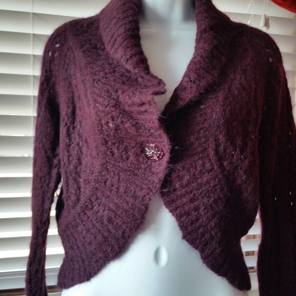 LOFT Plum Shrug Sweater Medium - Picture 4 of 8
